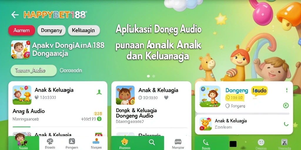 Screenshot antarmuka HAPPYBET188 yang menampilkan kategori dongeng audio.