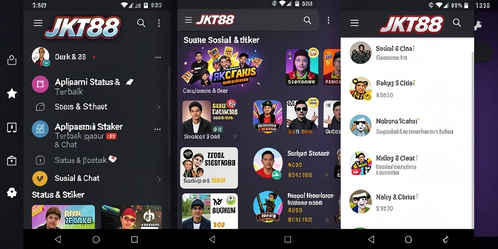 Antarmuka pengguna JKT88 dengan koleksi stiker menarik.