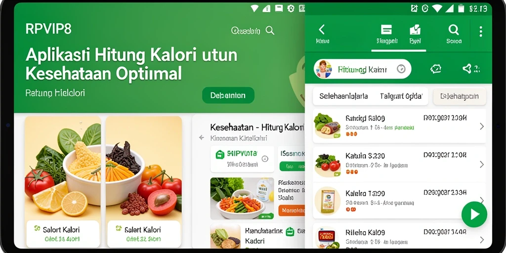 Tangkapan layar antarmuka RPVIP8 yang menunjukkan fitur Hitung Kalori.